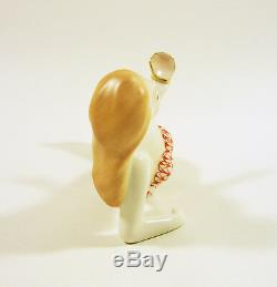 Herend, Rust Fishnet Mermaid With Shell 4, Handpainted Porcelain Figurine