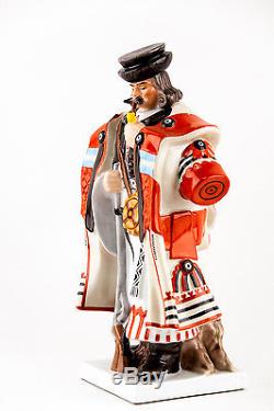 Herend, Shepherd Smoking A Pipe, XL Size Handpainted Porcelain Figurine