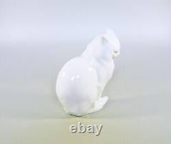 Herend, White Cat Sitting 4.7, Handpainted Porcelain Figurine! (j021)