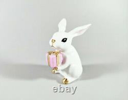Herend, White Rabbit Holding A Gift Box, Handpainted Porcelain Figurine! (k003)