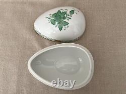 Herend hand painted Green Chinese Bouquet Apponyi Large Egg Box #6051/AV- VGC