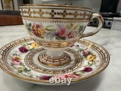 Hicks Meigh Hand Painted Porcelain PinkGold Tea Cup Saucer C. 1820-1830 Old Paris
