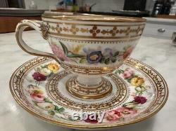 Hicks Meigh Hand Painted Porcelain PinkGold Tea Cup Saucer C. 1820-1830 Old Paris