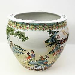 Huge Chinese Jingdezhen ware Hand Painted White Porcelain Vase Geisha Girls Fish