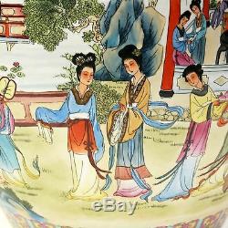 Huge Chinese Jingdezhen ware Hand Painted White Porcelain Vase Geisha Girls Fish