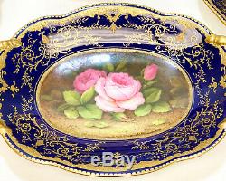 Incredibe Coalport England Hand Painted Porcelain Dessert Set for 8, Roses c1890
