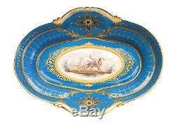 Incredible Sevres Hand Painted Porcelain Jewelled Enamel Bowl, 19th Century