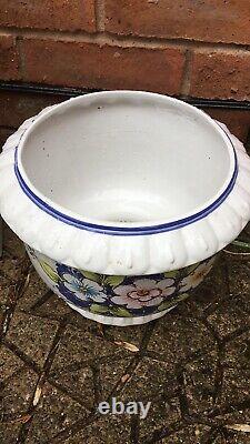 Italianate Porcelain Floral Hand Painted Jardiniere On Ornate Stand