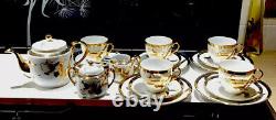 JAPANESE 22kt Gold HAND PAINTED Samurai Porcelain 18 Piece Tea Set Very Rare