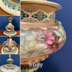 James Hadley Worcester Faience Lidded Chalice Pot Pourri Vase Figural Detail