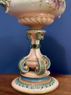 James Hadley Worcester Faience Lidded Chalice Pot Pourri Vase Figural Detail