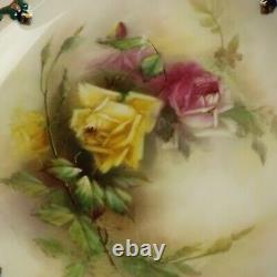 James Hadleys Worcester Hand Painted Rose Comport Tazza Stand Antique 1902-5