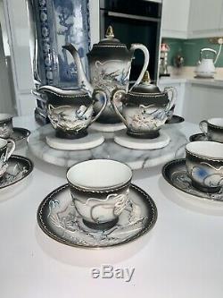 Japanese Hand Painted China / Dragon Tea Set Moriage Ware Six Setting