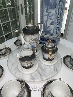 Japanese Hand Painted China / Dragon Tea Set Moriage Ware Six Setting