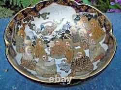 Japanese hand painted porcelain bowl gold gilt faces meiji period with box