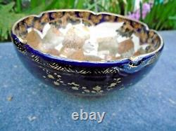 Japanese hand painted porcelain bowl gold gilt faces meiji period with box