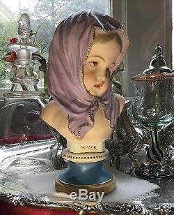 Jean Gille Vion & Baury France Hiver handpainted Porcelain Bust c. 1845-80
