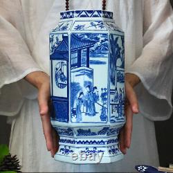 Jingdezhen blue and white ceramics Vase Qing QianLong Antique reproduction