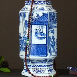 Jingdezhen blue and white ceramics Vase Qing QianLong Antique reproduction