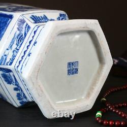 Jingdezhen blue and white ceramics Vase Qing QianLong Antique reproduction