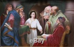 KPM Antique Hand Painted Porcelain Berlin Plaque Jesus in the Temple late 19th