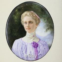 KPM Hand Painted Portrait Mary Baker Eddie on Porcelain Plaque Framed, c1900