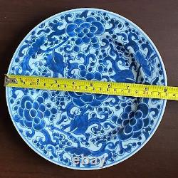 KangXi (1662-1722) Chinese Antique Porcelain Blue and White Flowers plate China