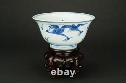 Kangxi (1662-1722) Chinese Antique Porcelain Blue and White Dragon Bowl China