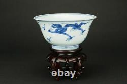 Kangxi (1662-1722) Chinese Antique Porcelain Blue and White Dragon Bowl China