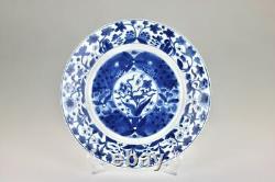 Kangxi (1662-1722) Chinese Antique Porcelain Blue and White Flowers Fish plate