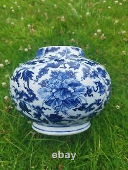 Kangxi Period (1662-1722) Chinese Blue And White Gourd Vase With Peony Flowers