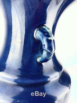 Kangxi Qianlong Chinese Antique Porcelain Monochromic Blue-Enamelled Vase 18th. C