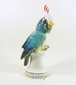 Karl Ens Volkstedt Blue Parrot Bird 11, Vintage Handpainted Porcelain Figurine