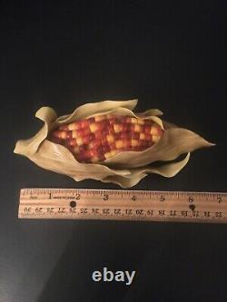 Katherine Houston Hand Sculpture/Painted Corn in Husk. Signed. Rare