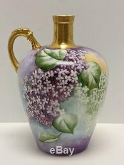Knowles Taylor & Knowles Ktk Porcelain Hand Painted Lilacs Whiskey Jug Signed