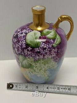 Knowles Taylor & Knowles Ktk Porcelain Hand Painted Lilacs Whiskey Jug Signed