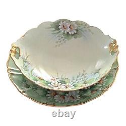 LARGE Early 20th-c LIMOGES Hand Painted Serving Set Daisies Scalloped Gilt Rim