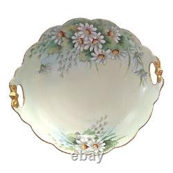 LARGE Early 20th-c LIMOGES Hand Painted Serving Set Daisies Scalloped Gilt Rim