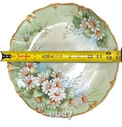 LARGE Early 20th-c LIMOGES Hand Painted Serving Set Daisies Scalloped Gilt Rim