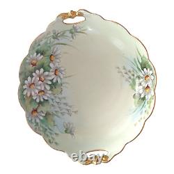 LARGE Early 20th-c LIMOGES Hand Painted Serving Set Daisies Scalloped Gilt Rim