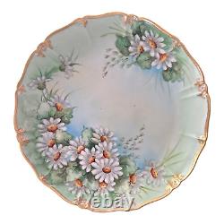 LARGE Early 20th-c LIMOGES Hand Painted Serving Set Daisies Scalloped Gilt Rim