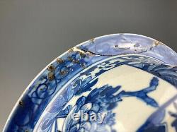 LID HUGE 19th C. ANTIQUE CHINESE PORCELAIN BLUE & WHITE VASE JAR LID COVER QING