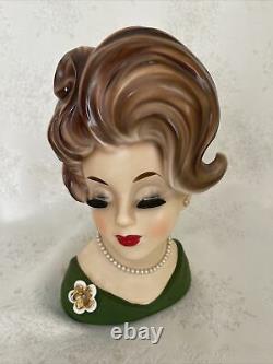 Lady Head Vase 11 Tall Very Rare #C6987, Copyright NAPCOWARE