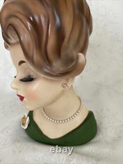 Lady Head Vase 11 Tall Very Rare #C6987, Copyright NAPCOWARE