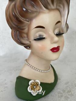 Lady Head Vase 11 Tall Very Rare #C6987, Copyright NAPCOWARE