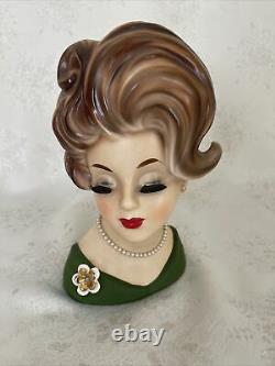 Lady Head Vase 11 Tall Very Rare #C6987, Copyright NAPCOWARE