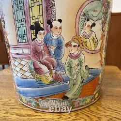 Large 15 Chinese Hand Painted Enamelled Famille Rose Ginger Jar Lidded Urn