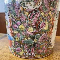 Large 15 Chinese Hand Painted Enamelled Famille Rose Ginger Jar Lidded Urn