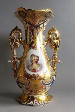 Large 17 Hand-Painted 19th C. FRENCH OLD PARIS Porcelain Vase c. 1850 antique