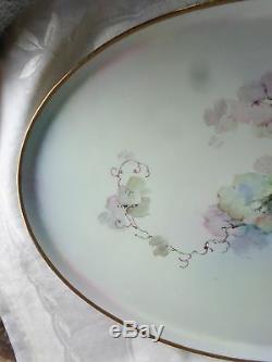 Large 18 Antique Hand Painted Grapes Haviland France Porcelain Dresser Tray